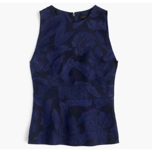 J Crew COLLECTION Floral Jacquard Top Blouse Womens 6 Sheath Peplum Embroidered - Picture 1 of 8